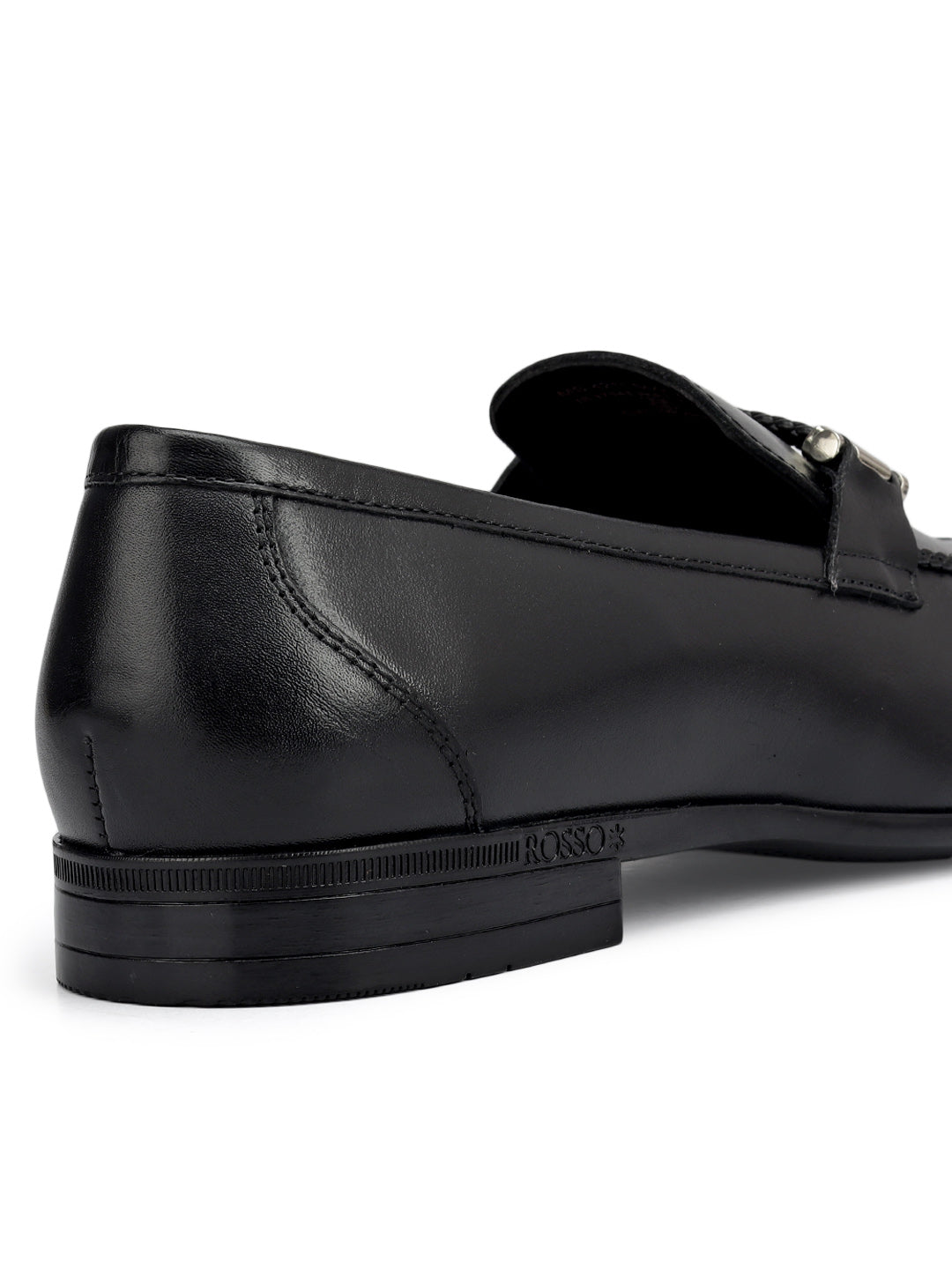 Black Braied Leather Loafers
