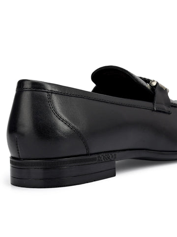 Black Braied Leather Loafers