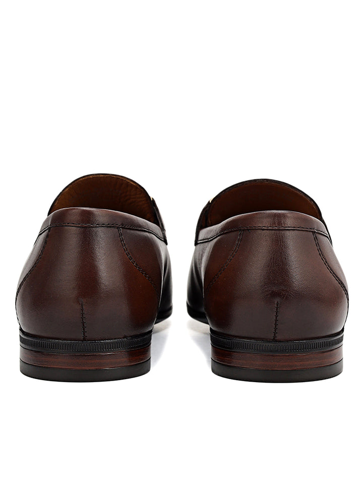 Brown Braided Leather Loafers