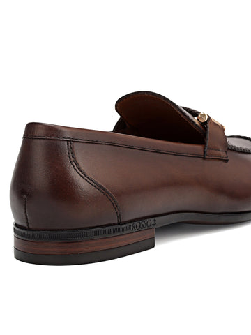 Brown Braided Leather Loafers