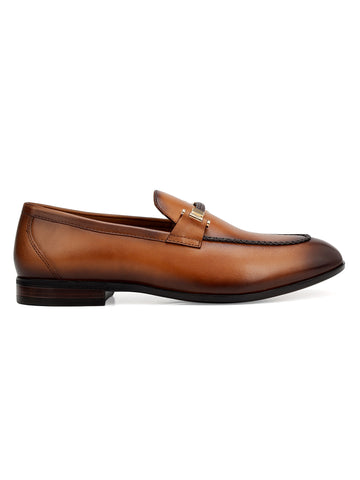 Tan Braided Leather Loafers