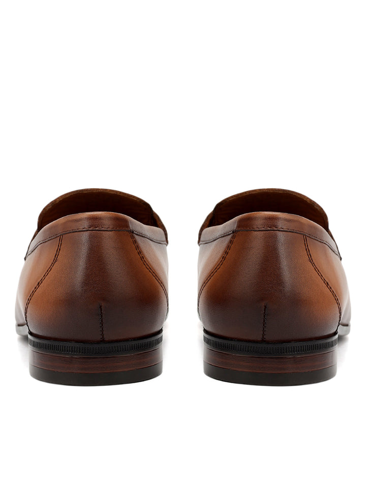 Tan Braided Leather Loafers