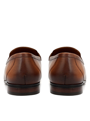 Tan Braided Leather Loafers