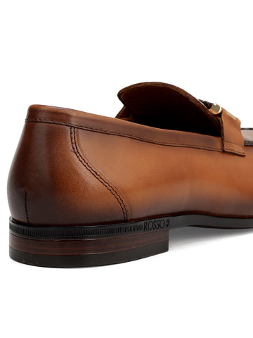 Tan Braided Leather Loafers