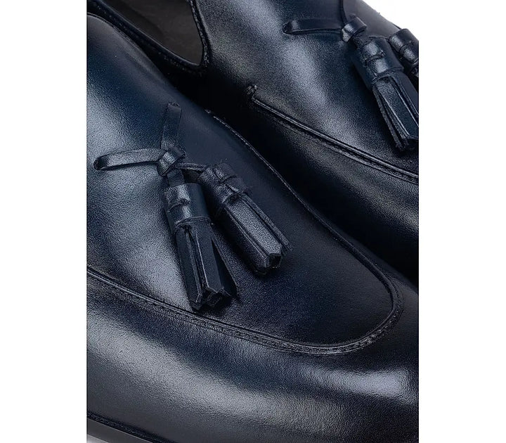 Navy Blue Loafers With Tassels