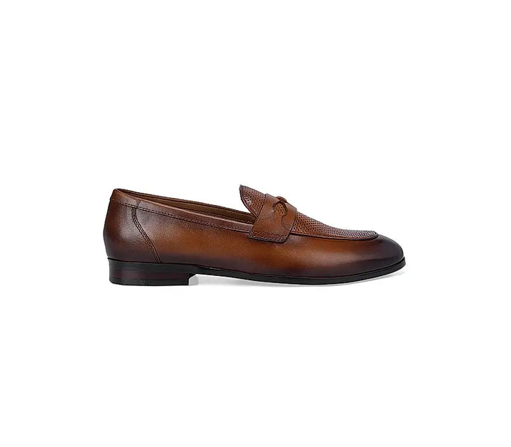 Tan Perforated Loafers