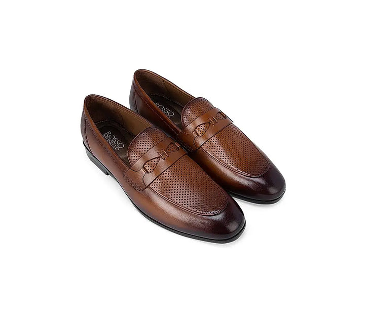 Tan Perforated Loafers