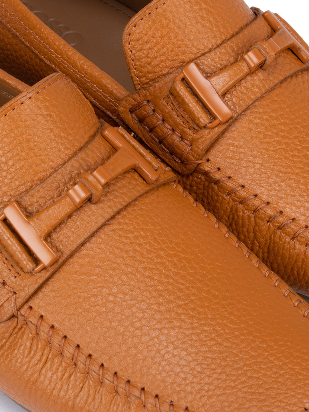 Orange Textured Leather Panel Moccasins