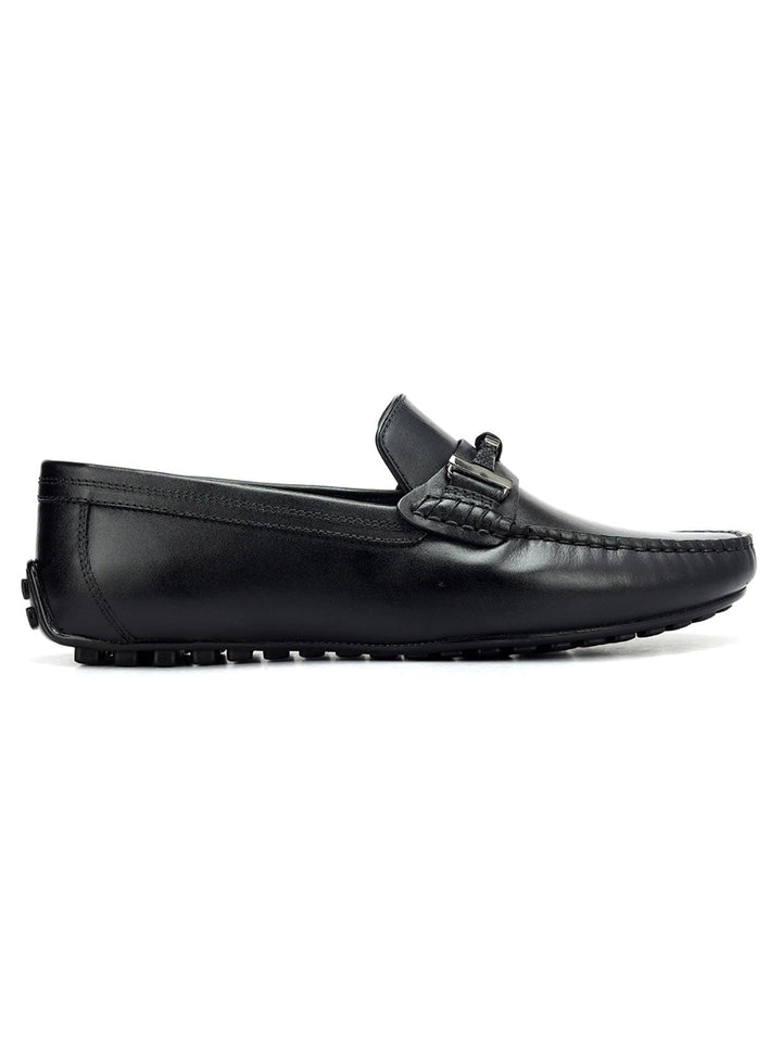 Black Moccasins With Metal Buckle
