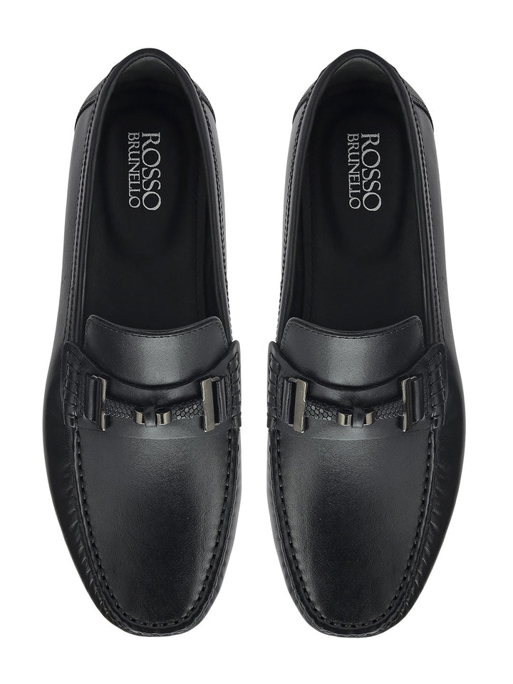 Black Moccasins With Metal Buckle