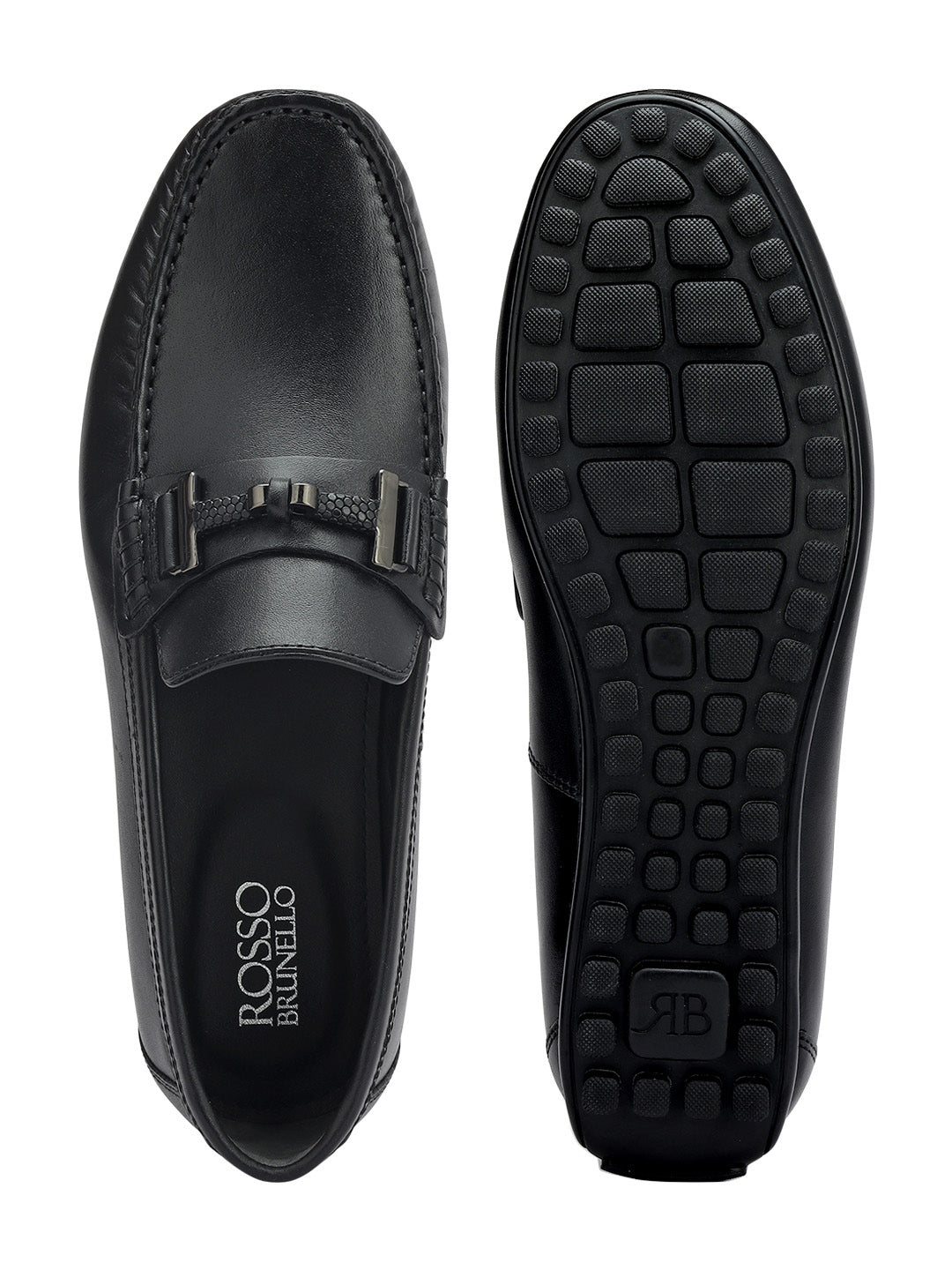Black Moccasins With Metal Buckle