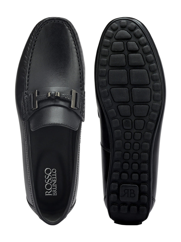 Black Moccasins With Metal Buckle