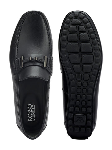Black Moccasins With Metal Buckle