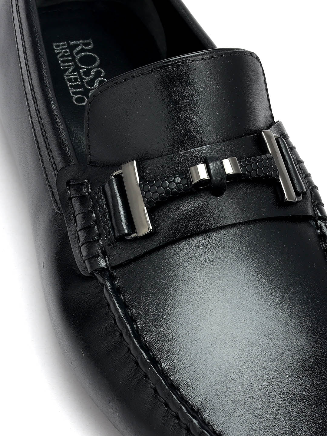 Black Moccasins With Metal Buckle