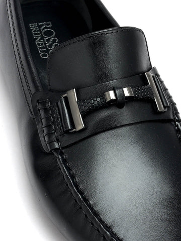 Black Moccasins With Metal Buckle