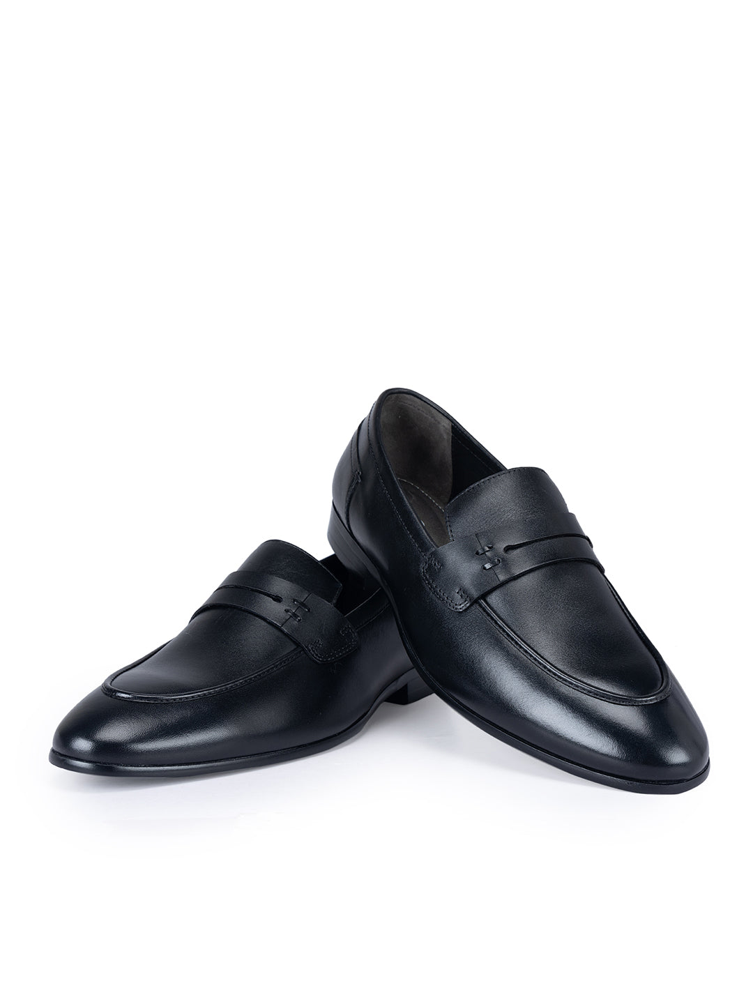 Black Leather Panel Loafers