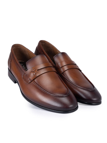 Tan Leather Panel Loafers