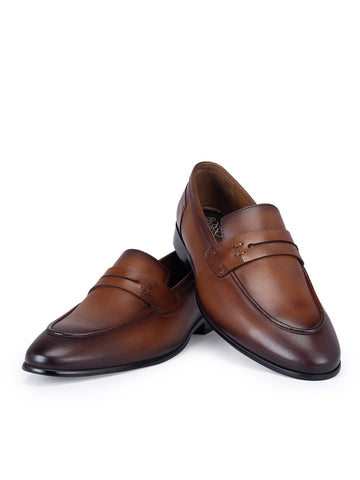 Tan Leather Panel Loafers