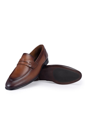 Tan Leather Panel Loafers