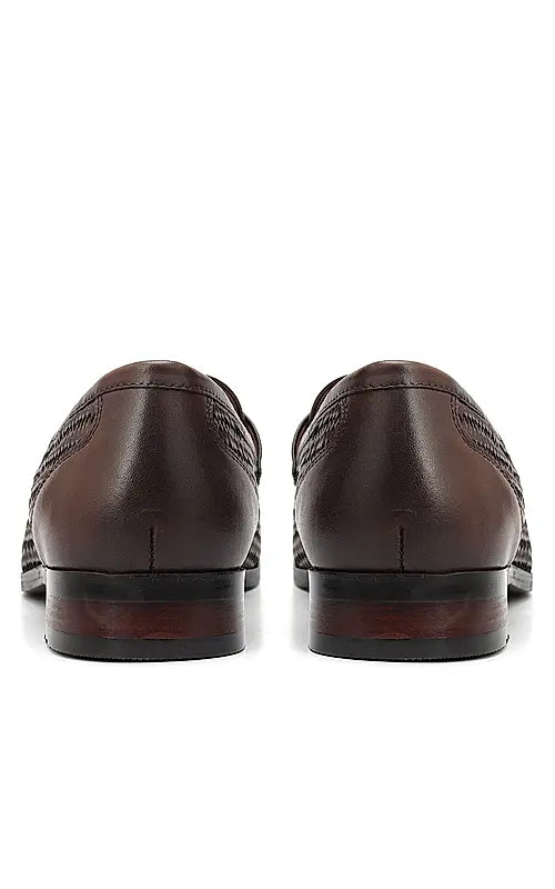 Brown Mat Textured Loafers
