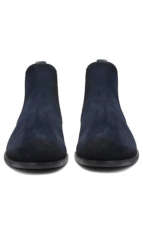 Navy Suede Leather Boots