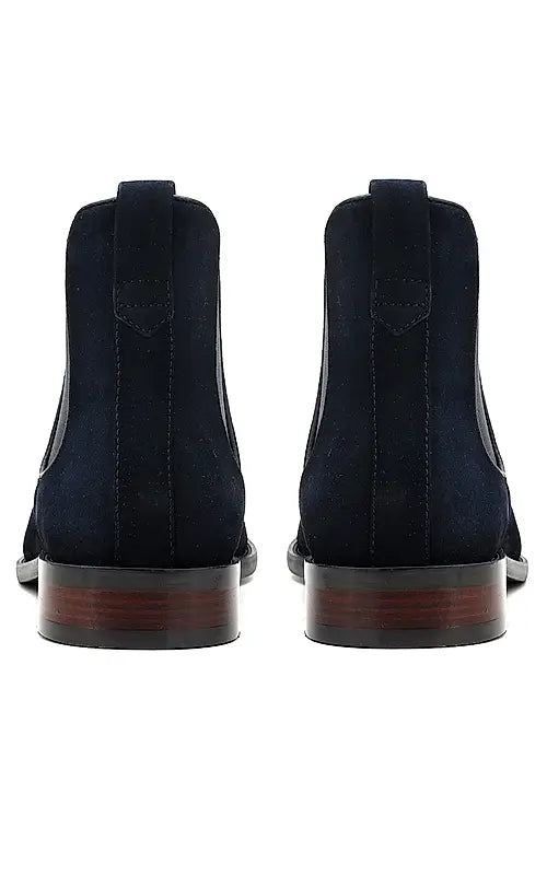 Navy Suede Leather Boots