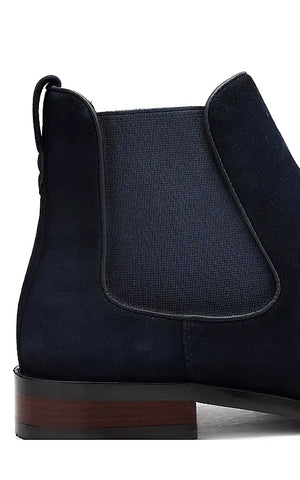 Navy Suede Leather Boots