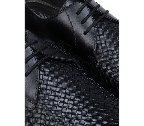 Black Weave Textured Lace Ups