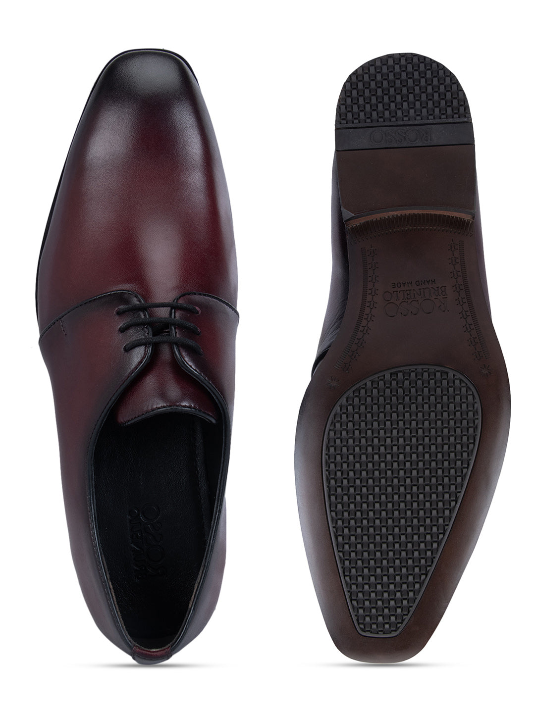 Burgundy Plain Leather Lace Ups