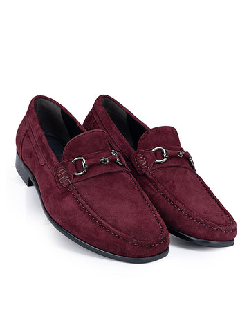 Burgundy Suede Leather Moccasins