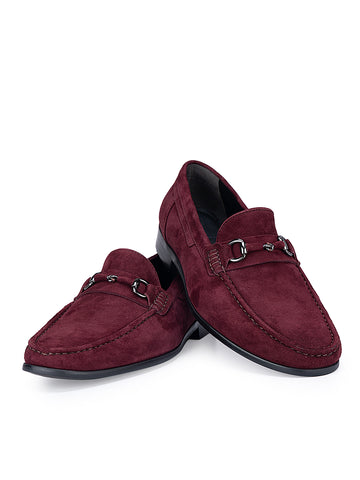 Burgundy Suede Leather Moccasins