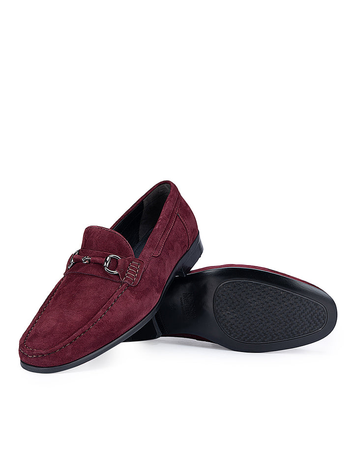 Burgundy Suede Leather Moccasins