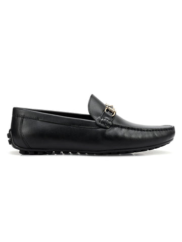 Black Moccasins With Metal Buckle