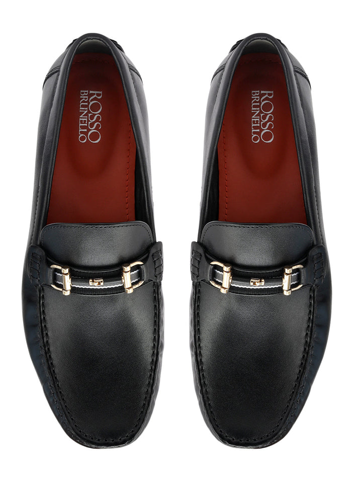 Black Moccasins With Metal Buckle