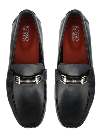 Black Moccasins With Metal Buckle