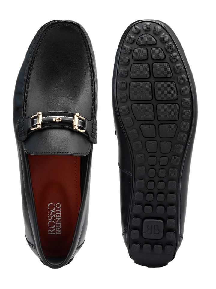 Black Moccasins With Metal Buckle