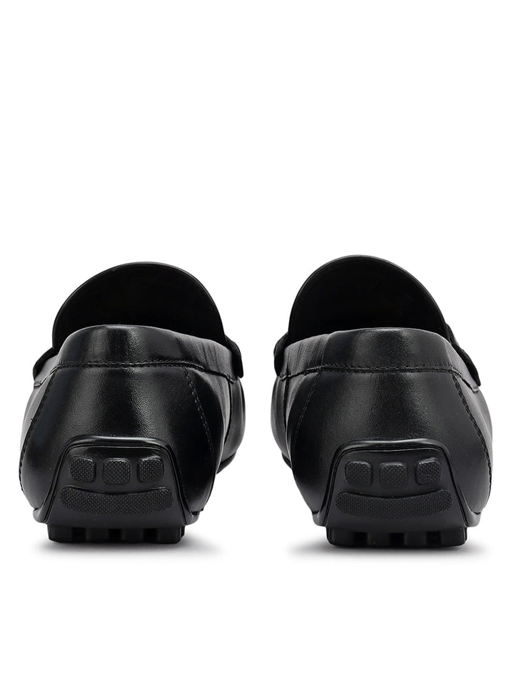 Black Moccasins With Metal Buckle