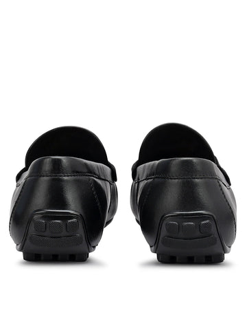 Black Moccasins With Metal Buckle