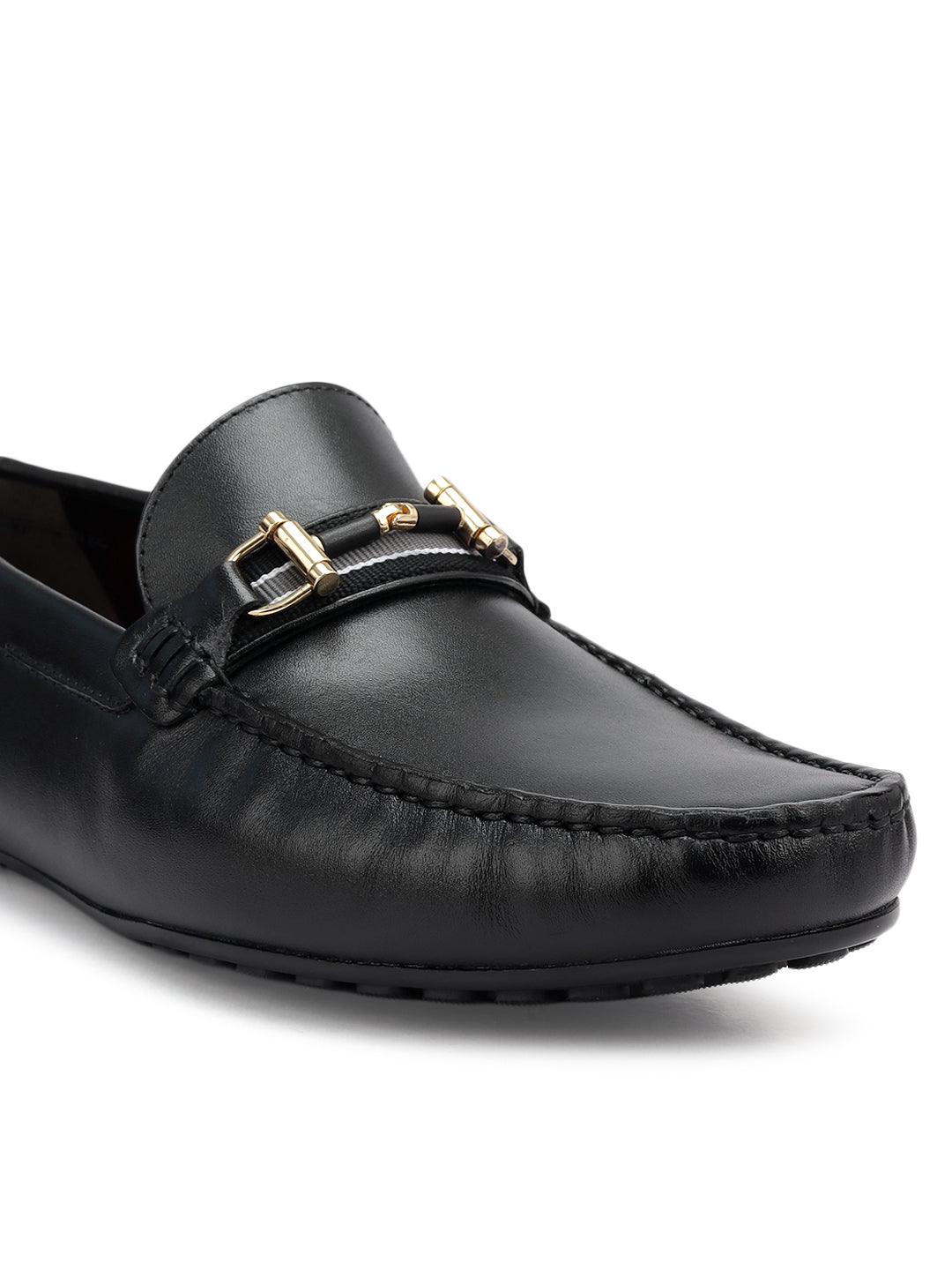 Black Moccasins With Metal Buckle