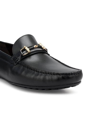 Black Moccasins With Metal Buckle