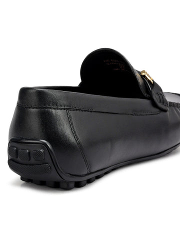 Black Moccasins With Metal Buckle