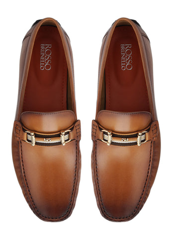 Tan Moccasins With Metal Buckle