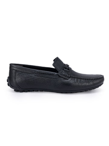 Black Braided Leather Moccasins