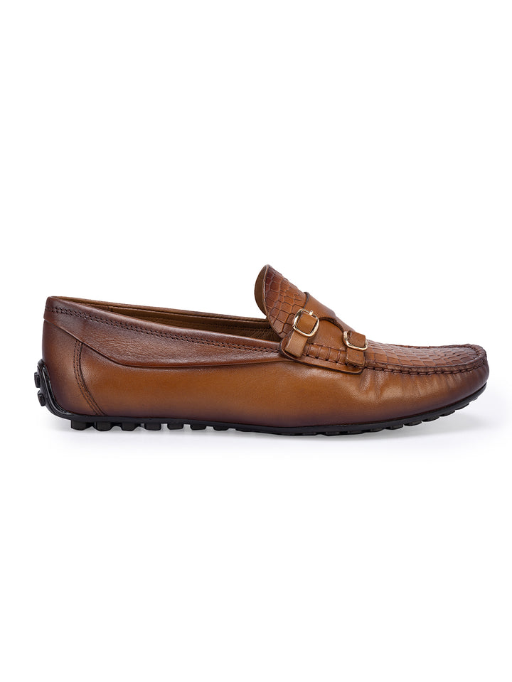 Tan Textured Monk Style Moccasins