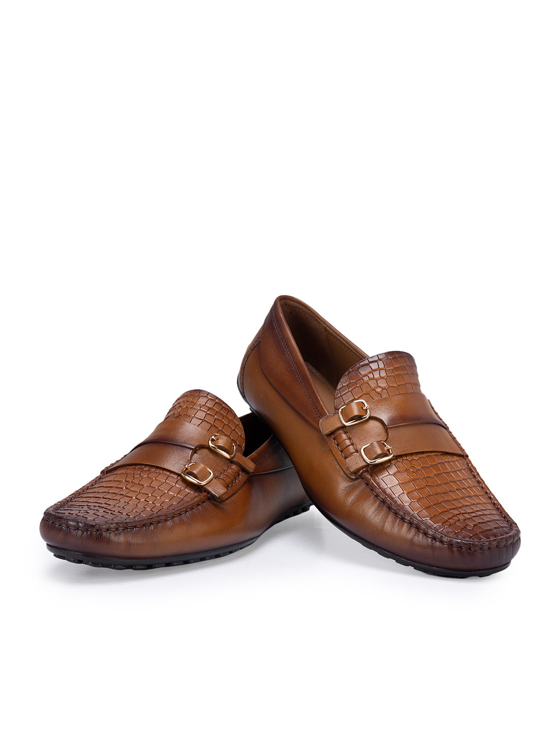 Tan Textured Monk Style Moccasins