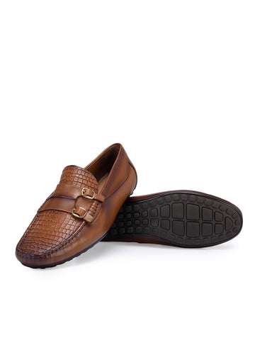 Tan Textured Monk Style Moccasins