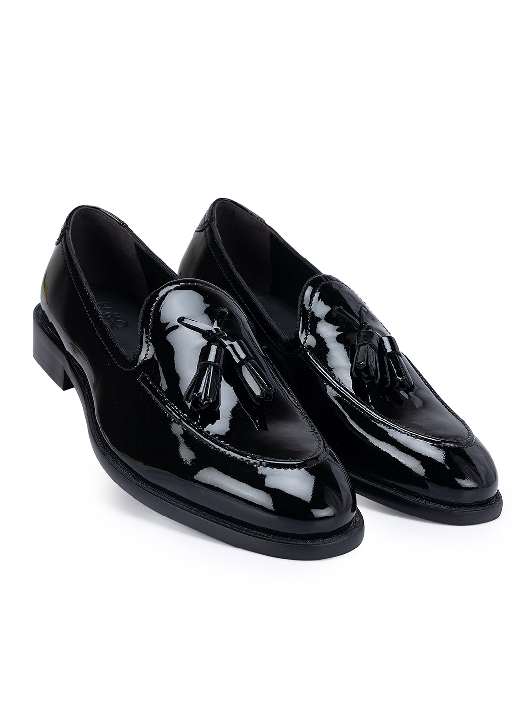 Black Patent Leather Loafers With Tassels