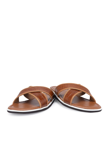 Tan Croco Textured Sliders