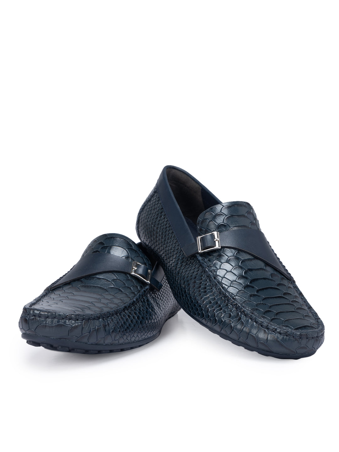 Navy Monk Strap Style Moccasins