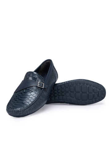 Navy Monk Strap Style Moccasins